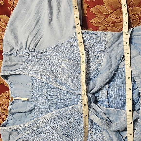 Free People String of Hearts Smocked V-neck Cut-out Button-Down Maxi Dre… - Picture 10 of 14